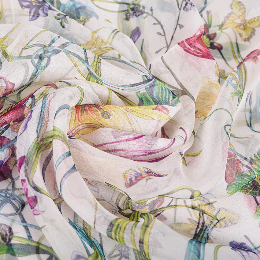 100% Silk Scarf Cape Fashion Floral Design Long Scarves