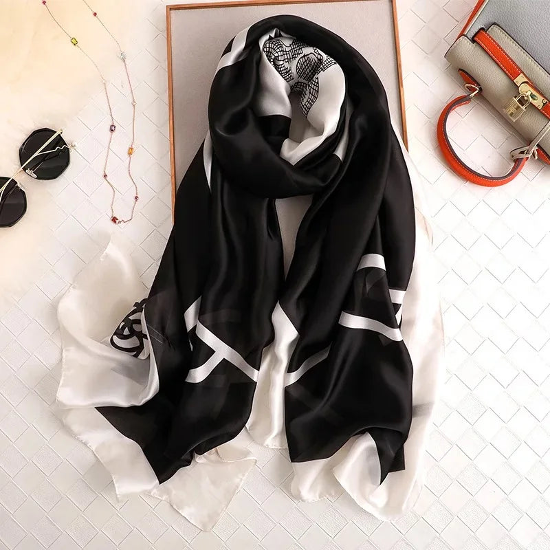 180*90cm Luxury Brand Women Scarf Summer Silk Shawl Lady Wrap Soft Design