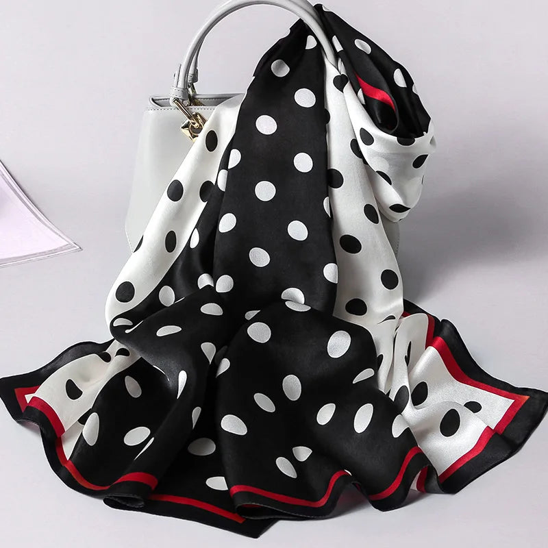 100% Pure Silk Scarf Women Luxury Print Wraps For Ladies