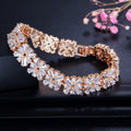 Fashion Jewelry Gorgeous Silver Color Spring Flower Cubic Zirconia Tennis Bracelet