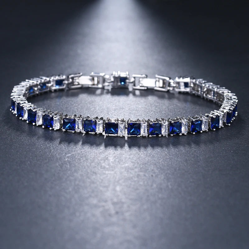 Cubic Zirconia Light Blue Neat Tennis Bracelet For Women Fashion Jewelry