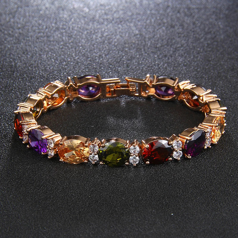 Fashion Woman CZ Jewelry Stunning Oval Shape CZ Stone Bracelet Jewelry
