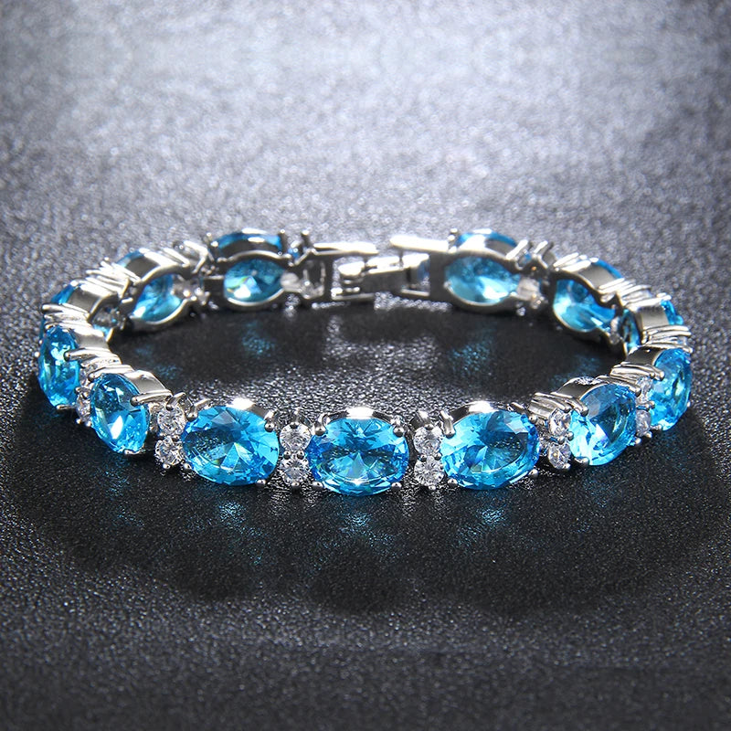 Fashion Woman CZ Jewelry Stunning Oval Shape CZ Stone Bracelet Jewelry