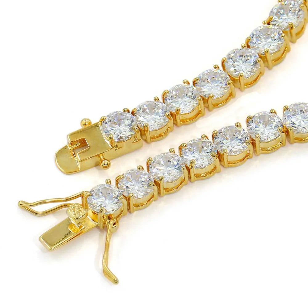 1 Row AAA Cubic Zirconia Paved Iced Out Tennis Bracelet