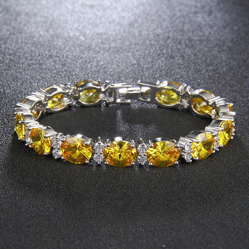 Fashion Woman CZ Jewelry Stunning Oval Shape CZ Stone Bracelet Jewelry