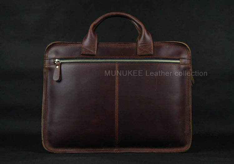 Luxury Genuine Leather Men Briefcase Business Bag Leather portfolio Laptop Bag