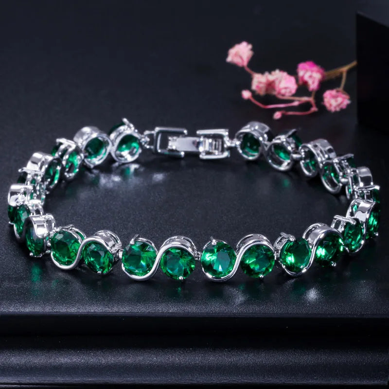 Trendy S Shape 6mm Round Cut Yellow Cubic Zirconia Stone Bracelet Jewelry
