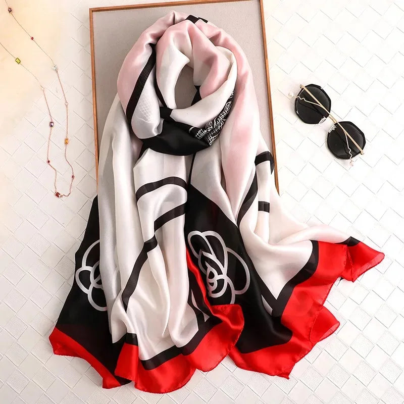 180*90cm Luxury Brand Women Scarf Summer Silk Shawl Lady Wrap Soft Design