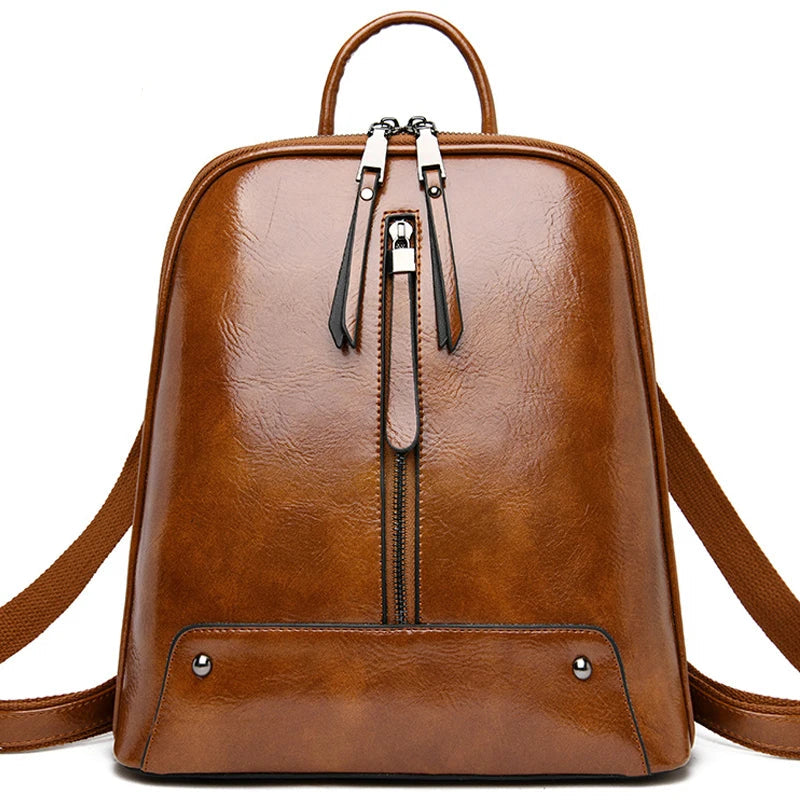 Leather Backpack Fashion Travel Shoulder Bag Large Capacity