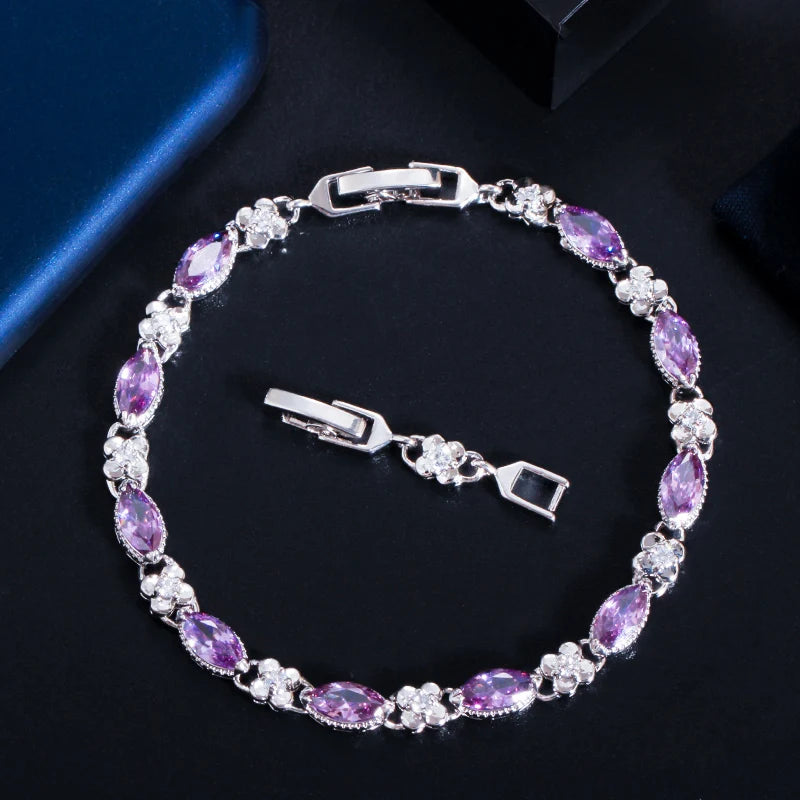 Beautiful Marquise Cut Yellow Cubic Zircon Stone Elegant Women Tennis Bracelet