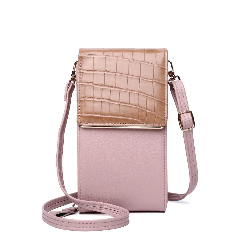 3 Layers Large Capacity Phone Pocket Shoulder Bag Leather Small Crossbody Bags