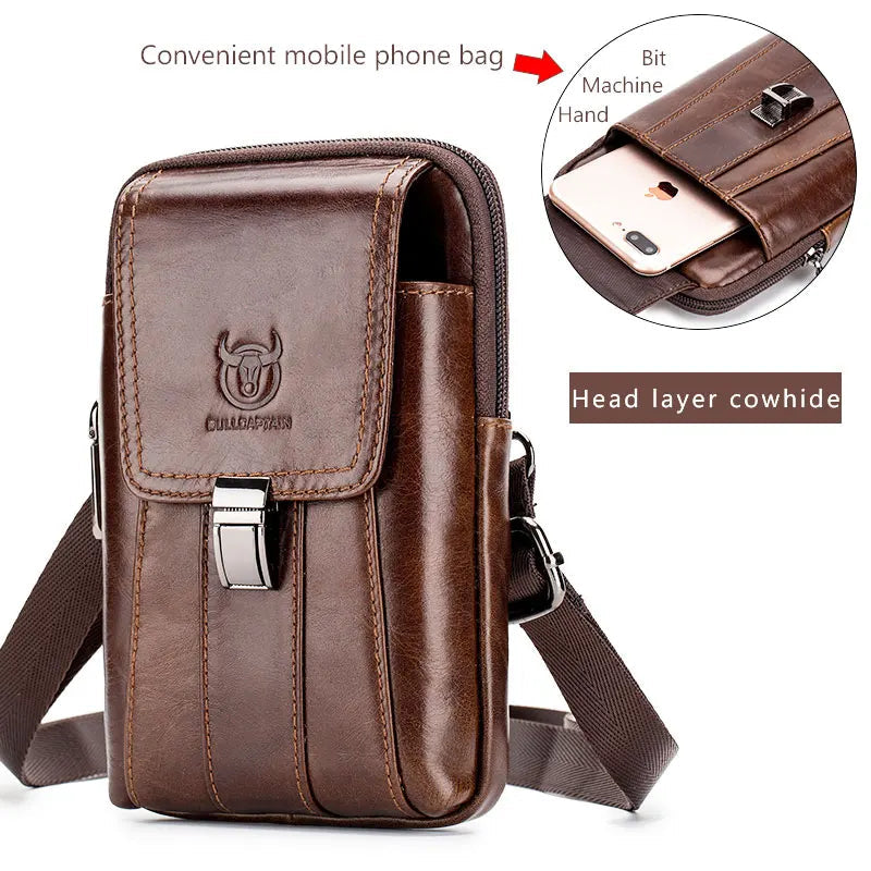 Genuine Leather Vintage Waist Packs Men Travel Pack