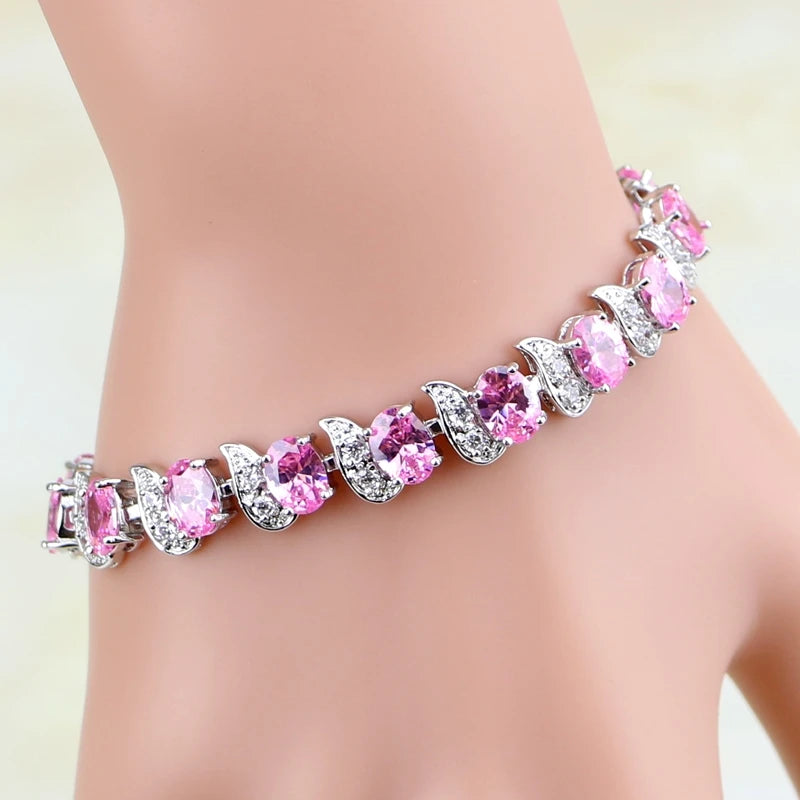 Cubic Zirconia Silver 925 Jewelry Charm Bracelet For Women