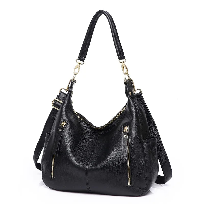 Large Capacity Shoulder Bags Soft Genuine Leather Handbag