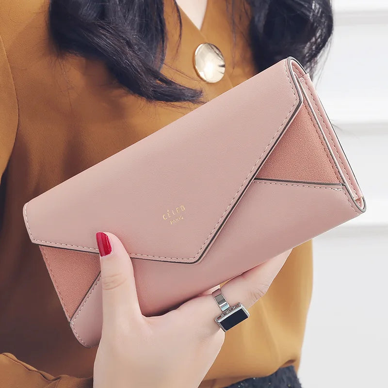 3 Fold Wallet Designer Envelope Clutch For Women Hasp Money Clip Leather Wallet