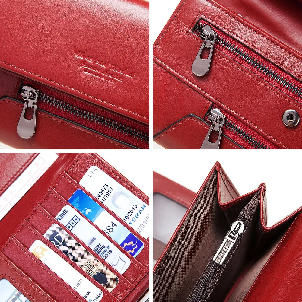 Fashion Women Genuine Leather Wallet Tri-fold Credit Card Holder Luxury Clutch