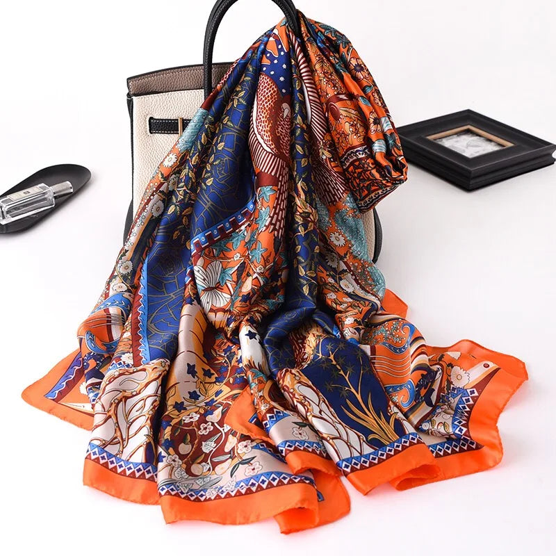 180*90cm Luxury Brand Women Scarf Summer Silk Shawl Lady Wrap Soft Design