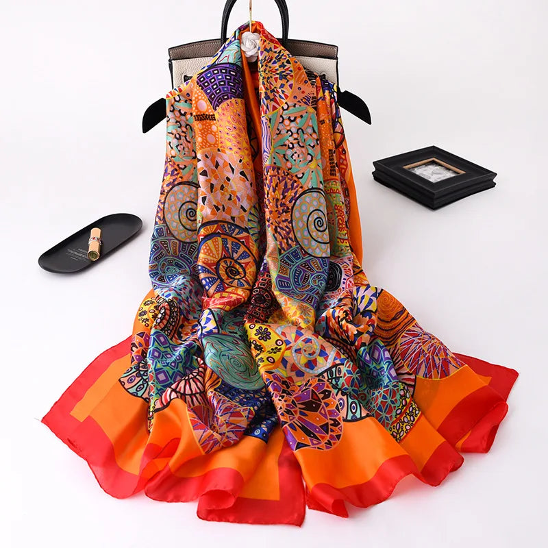 180*90cm Luxury Brand Women Scarf Summer Silk Shawl Lady Wrap Soft Design