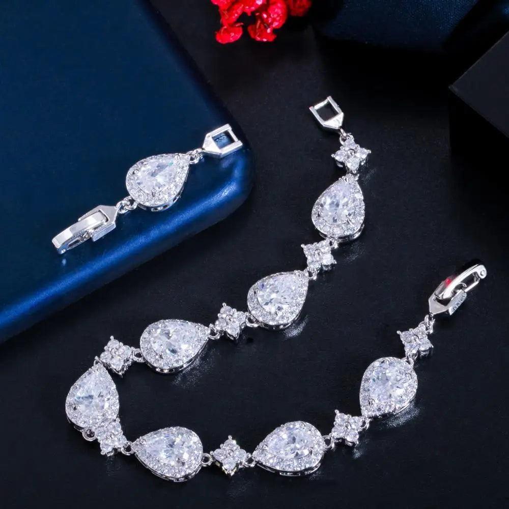 Water Drop Cubic Zirconia Rose Gold Tennis Bracelet
