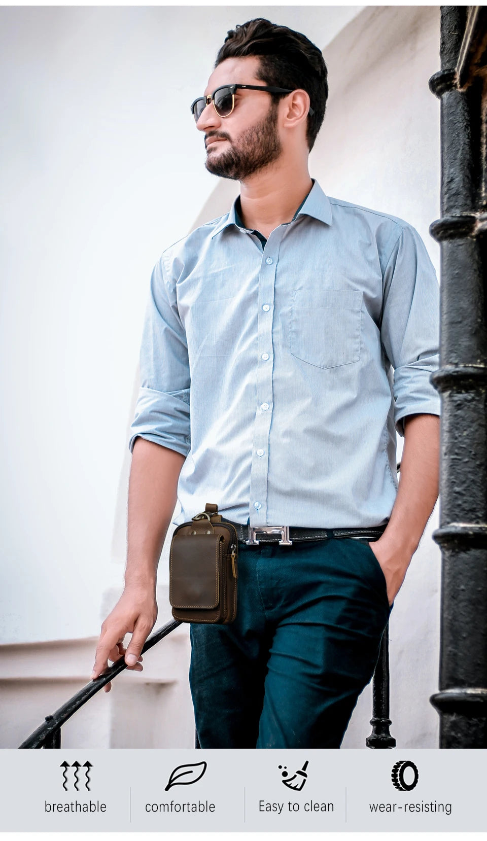 Luxury Leather Men Vintage Travel Belt Fanny Waist Bag