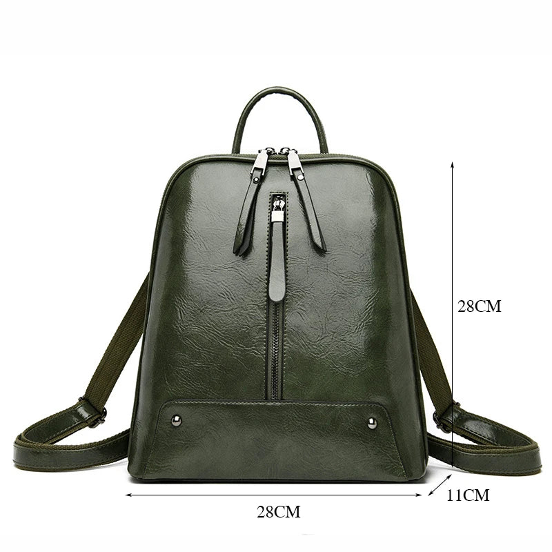 Leather Backpack Fashion Travel Shoulder Bag Large Capacity