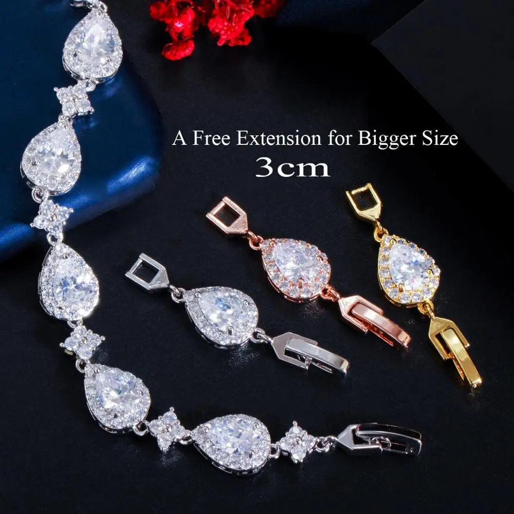 Water Drop Cubic Zirconia Rose Gold Tennis Bracelet
