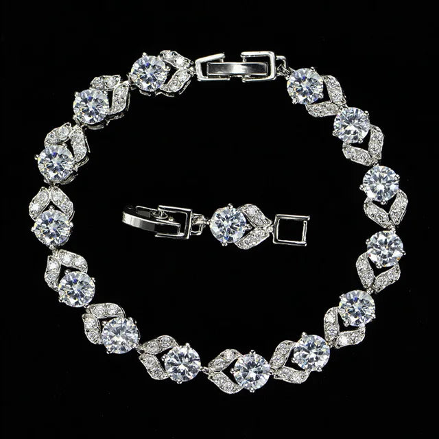 Unique Design Olive Green Cubic Zirconia Stone Silver Color Jewelry Fashion