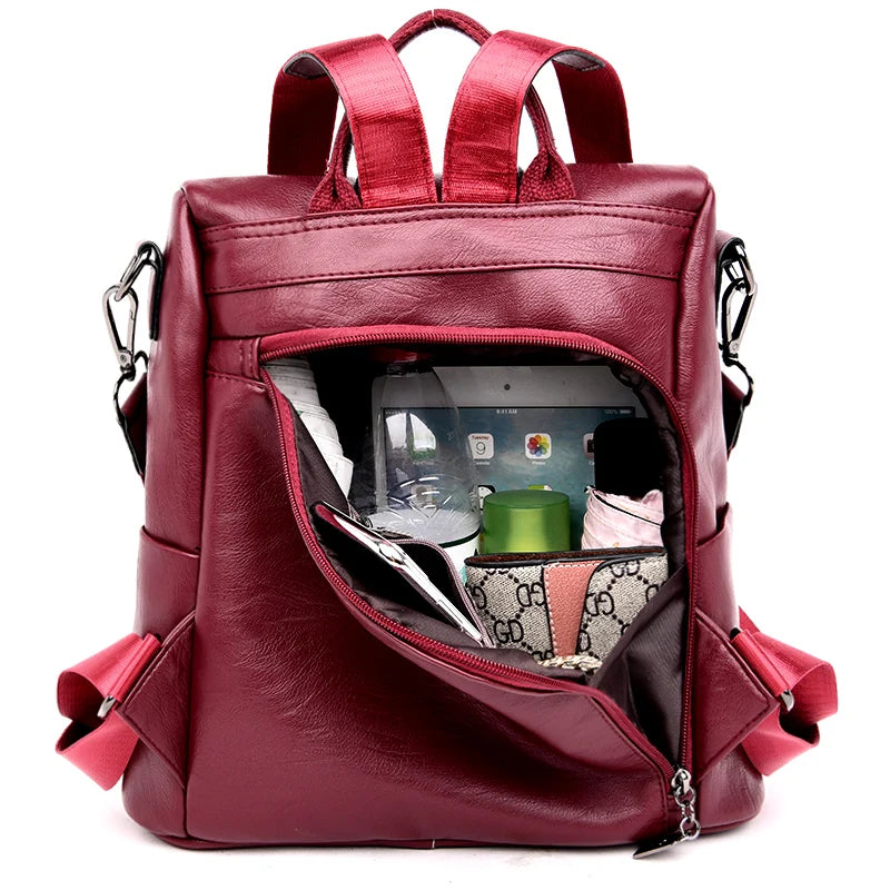 Casual Backpack for Women Shoulder Bag Soft Leather Backpack