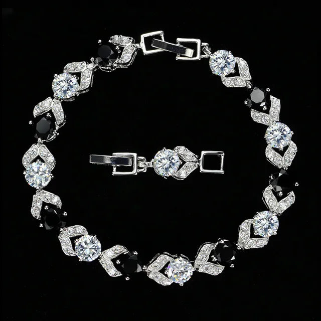 Unique Design Olive Green Cubic Zirconia Stone Silver Color Jewelry Fashion