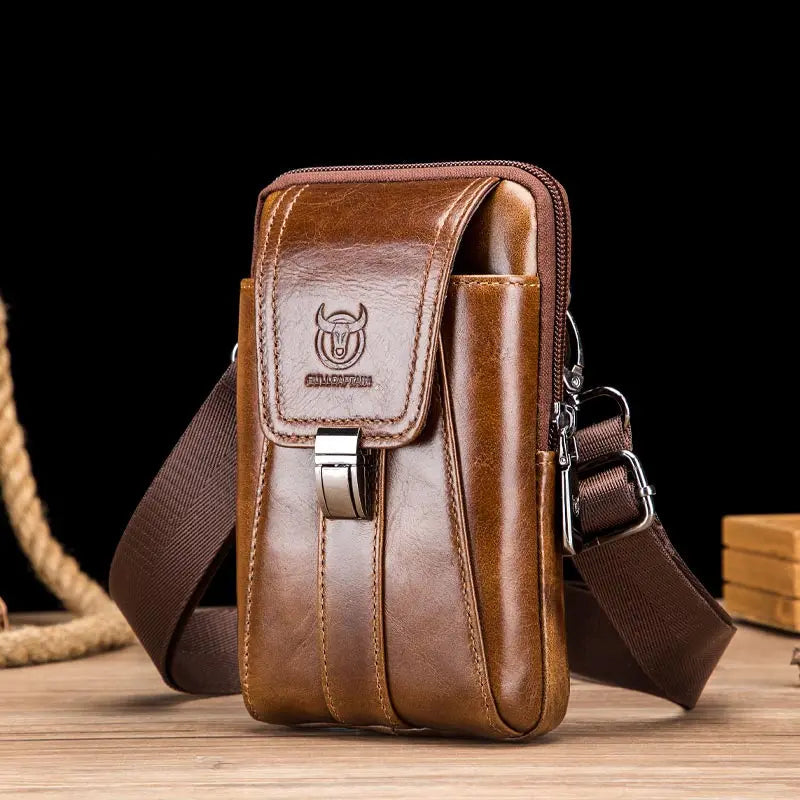 Genuine Leather Vintage Waist Packs Men Travel Pack