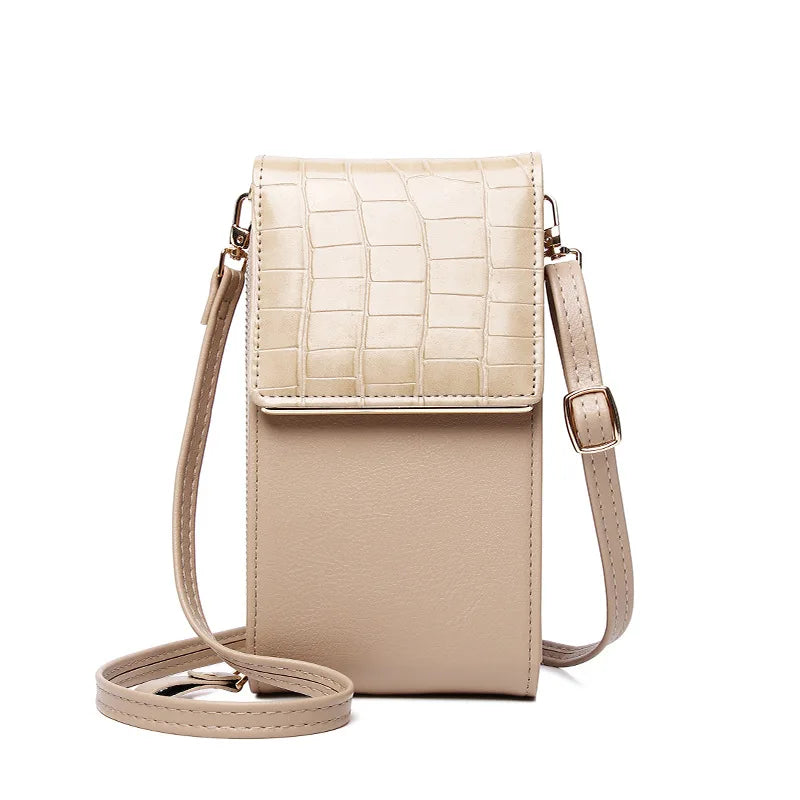 3 Layers Large Capacity Phone Pocket Shoulder Bag Leather Small Crossbody Bags