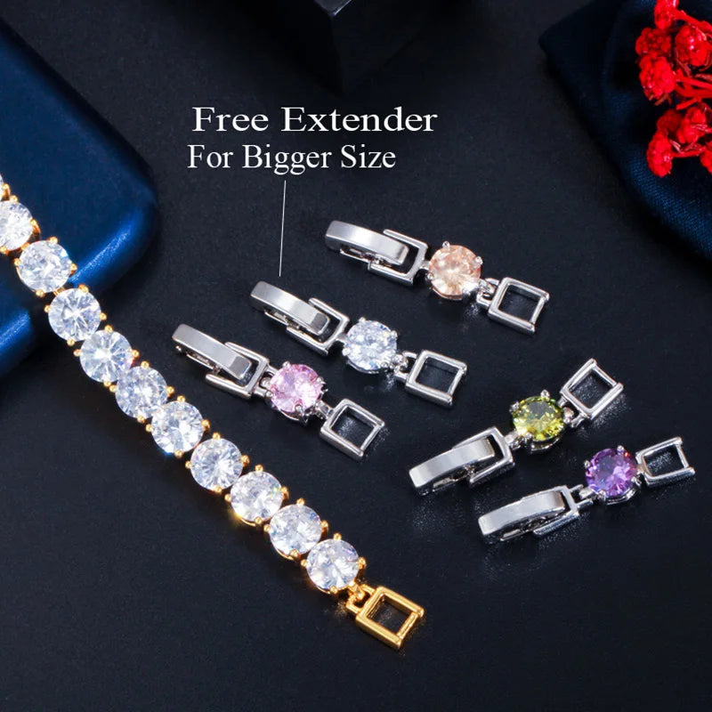 High Quality Iced Round Cubic Zirconia Silver Color Bracelet