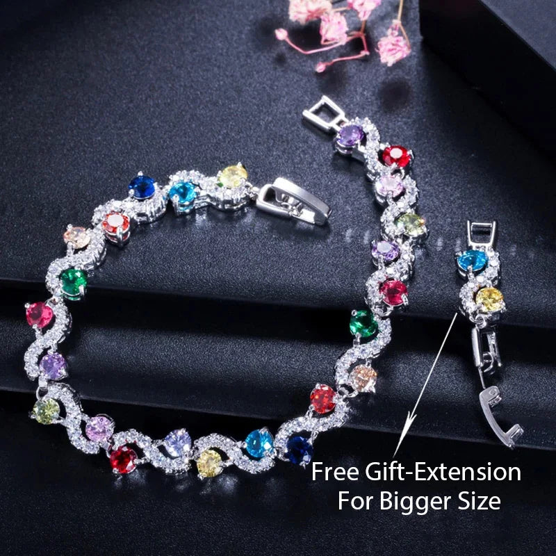 5 Colors Fashion Ladies Silver Plated Cubic Zirconia Royal Blue Tennis Bracelets