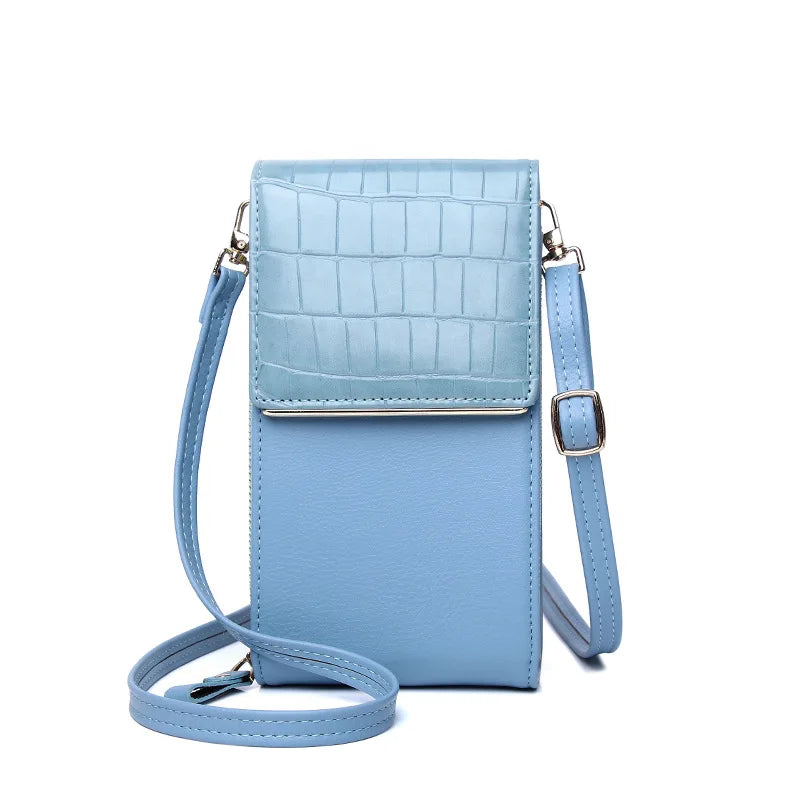 3 Layers Large Capacity Phone Pocket Shoulder Bag Leather Small Crossbody Bags