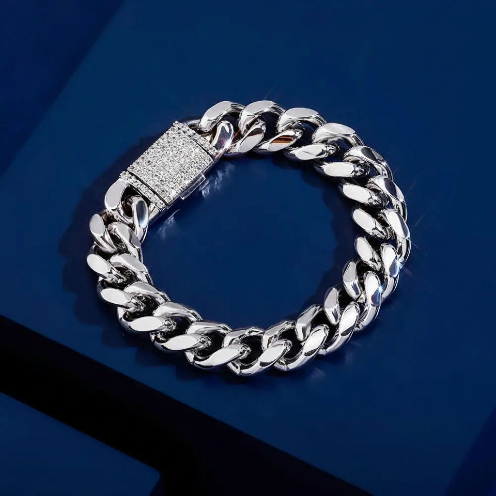 10mm High Quality Cuban Chain Iced Out Cubic Zirconia Bracelet