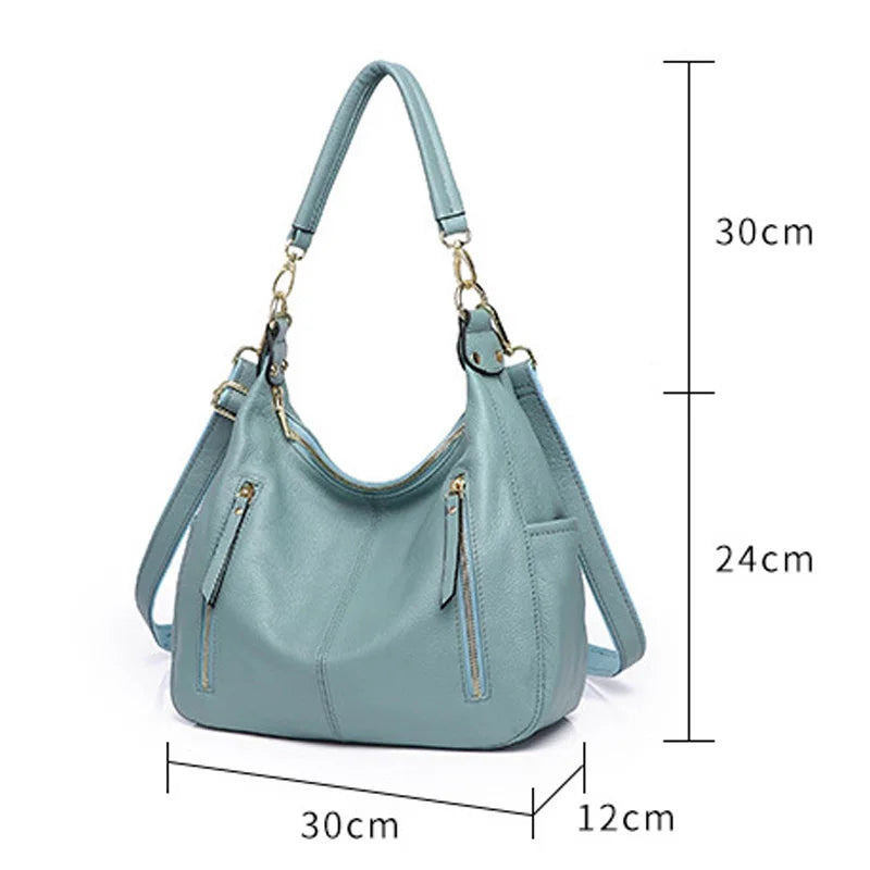 Large Capacity Shoulder Bags Soft Genuine Leather Handbag