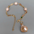 Cultured Pink Pearl Mixed Color Cubic Zirconia Bracelet