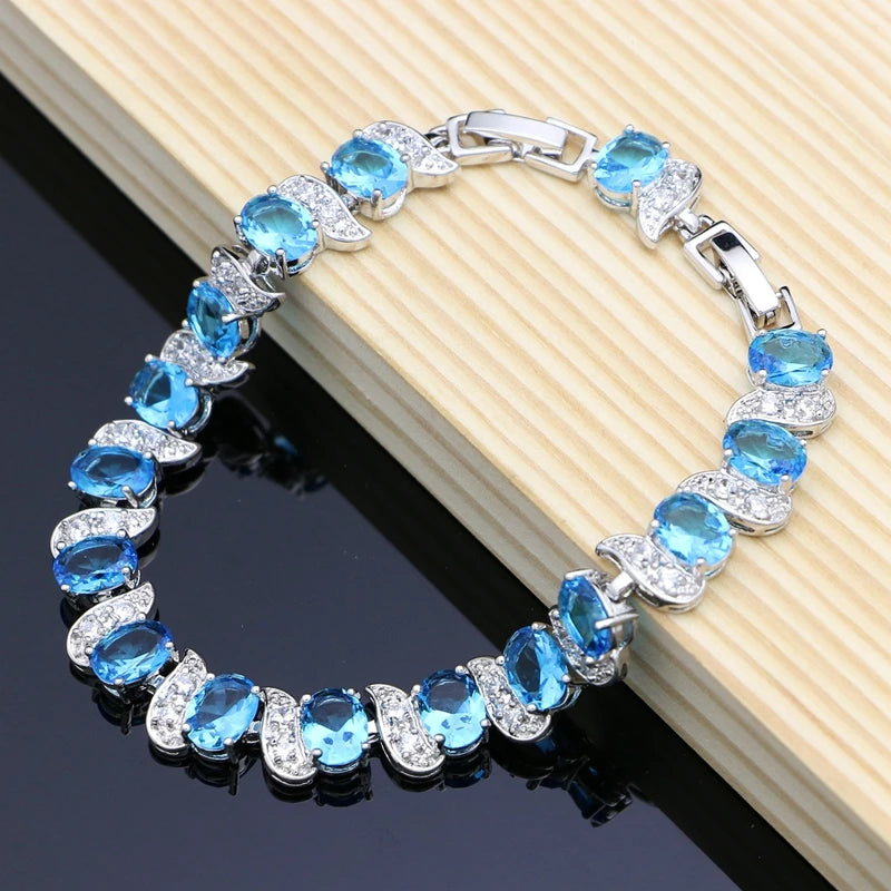 Cubic Zirconia Silver 925 Jewelry Charm Bracelet For Women