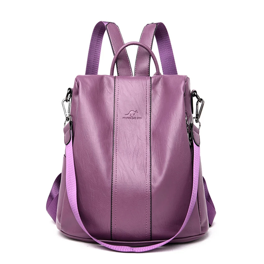 Casual Backpack for Women Shoulder Bag Soft Leather Backpack