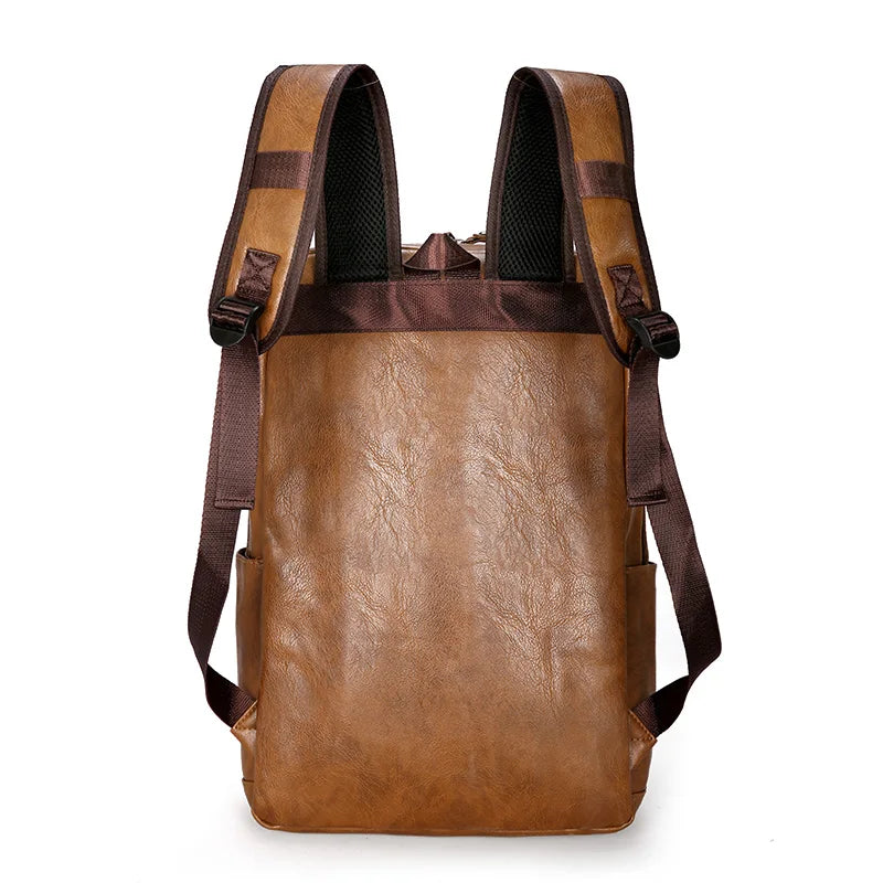 Men Backpack PU Leather Backpack Large Laptop Backpacks High Quality Rucksack