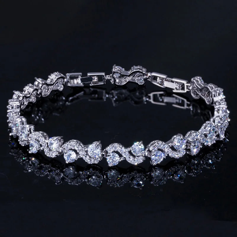 5 Colors Fashion Ladies Silver Plated Cubic Zirconia Royal Blue Tennis Bracelets