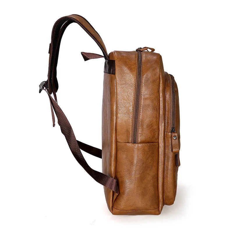 Men Backpack PU Leather Backpack Large Laptop Backpacks High Quality Rucksack