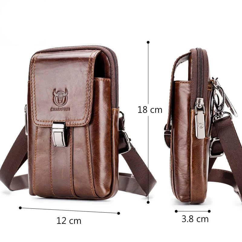 Genuine Leather Vintage Waist Packs Men Travel Pack