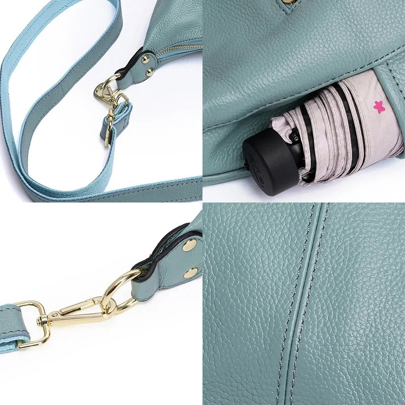 Large Capacity Shoulder Bags Soft Genuine Leather Handbag