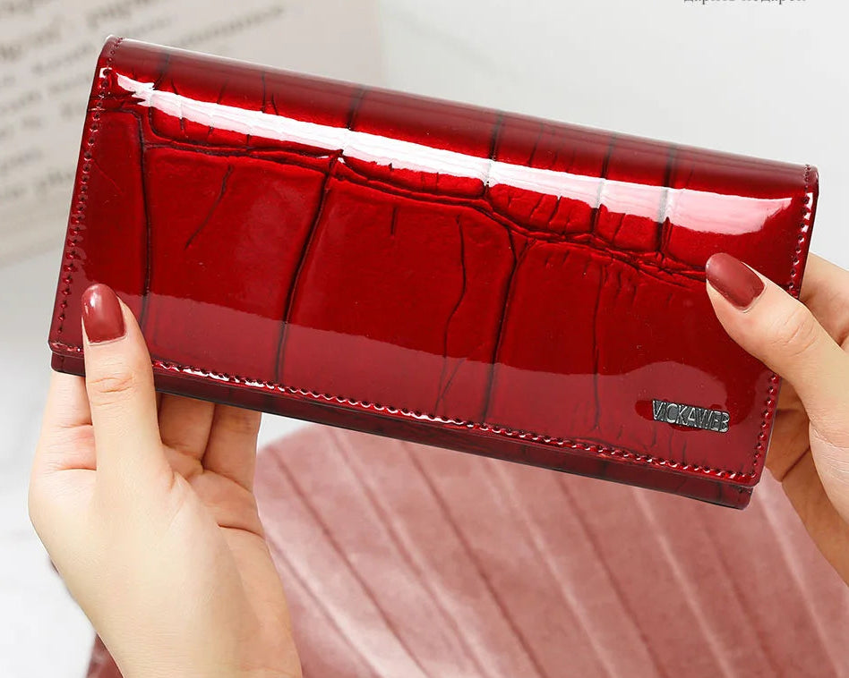 Genuine Leather Women Wallet Magnetic Hasp Female Long Purse Ladies Coin Purses