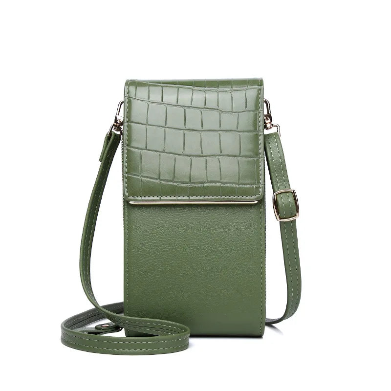3 Layers Large Capacity Phone Pocket Shoulder Bag Leather Small Crossbody Bags