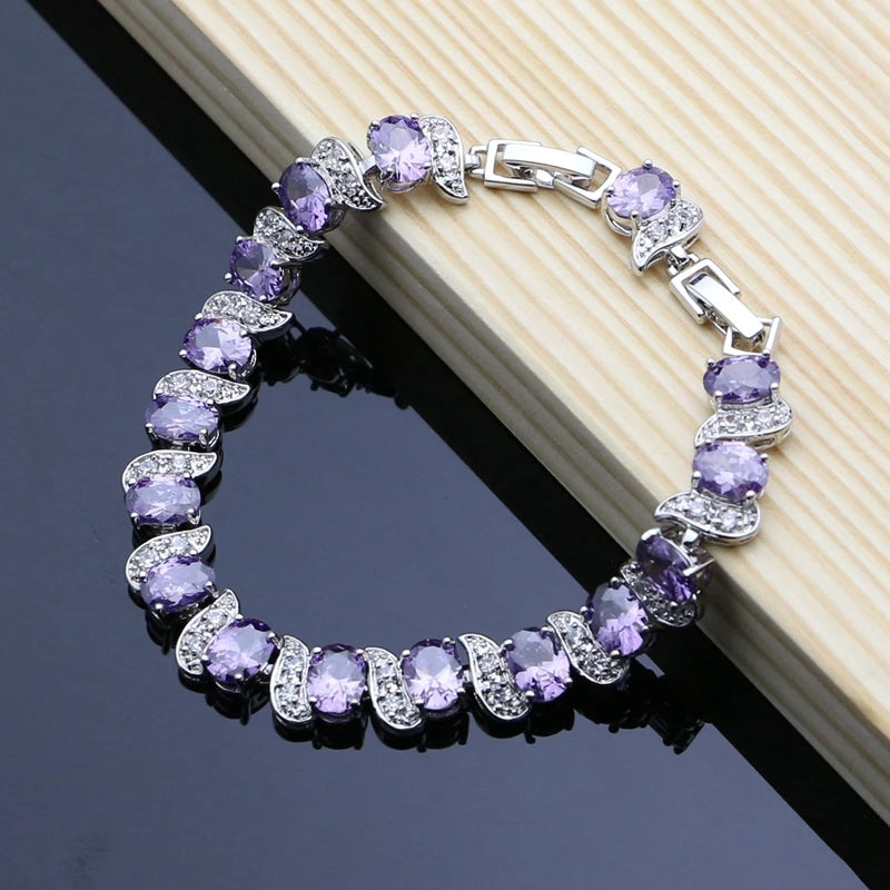 Cubic Zirconia Silver 925 Jewelry Charm Bracelet For Women