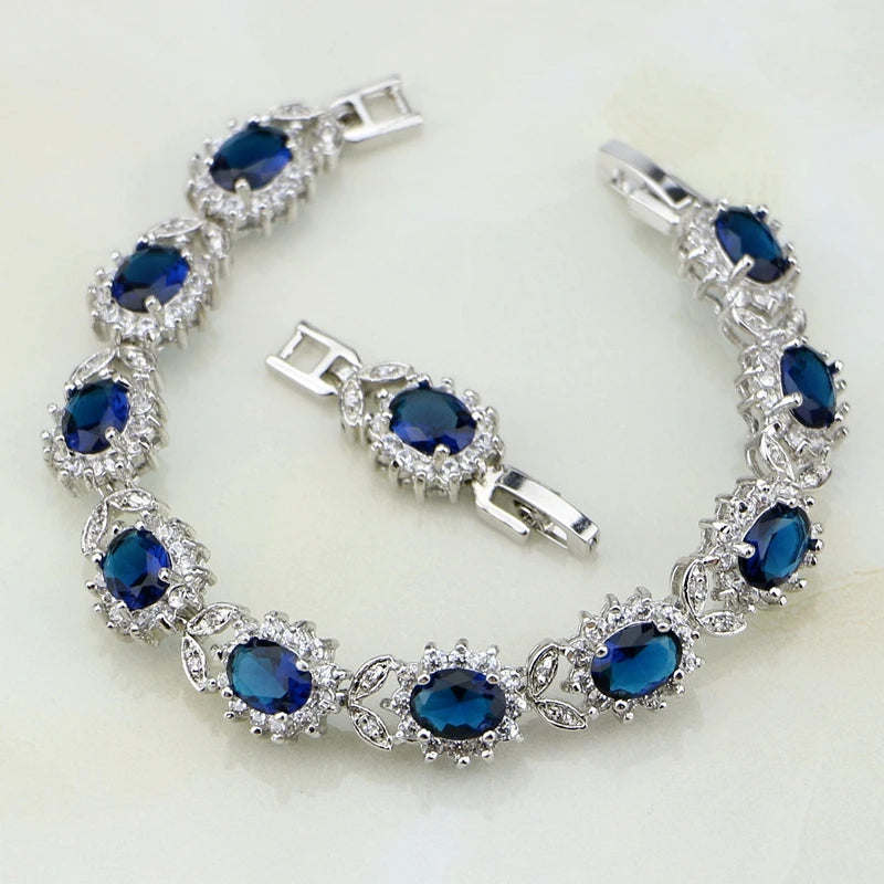 925 Sterling Silver Blue Cubic Zirconia Bracelets