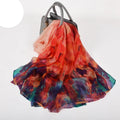 100% Silk Scarf Cape Fashion Floral Design Long Scarves