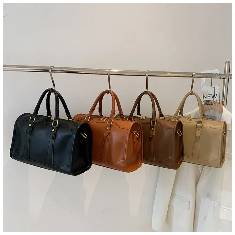 Boston Handbag Big Tote PU Leather Shoulder Crossbody Bag Large Capacity Travel Bag